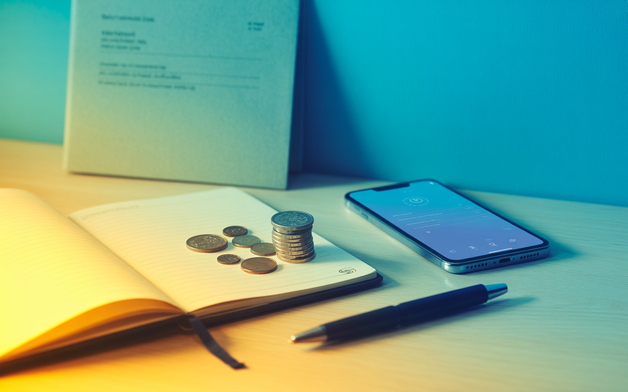 A desk with a calculator pen and British pound coins to demonstrate budgeting and cost of Mounjaro